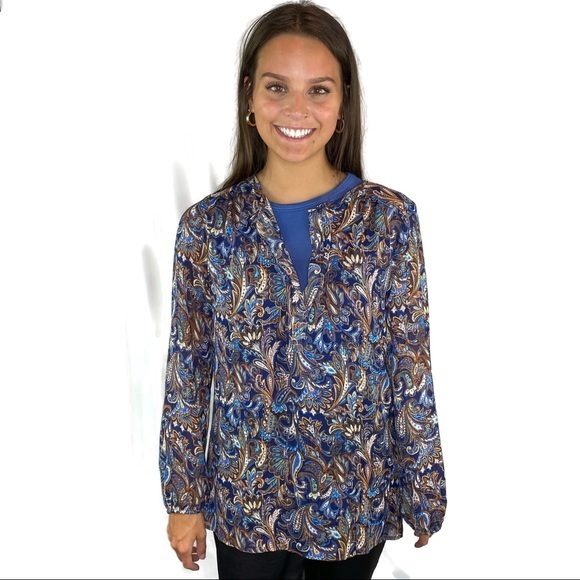 Karen Kane Metallic Thread Paisley Sheer Tunic S - Picture 1 of 12